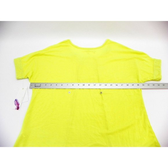 Jessica Simpson Top Junior Short Sleeve Mesh Insert Shirt Electric Lime M - Picture 8 of 10